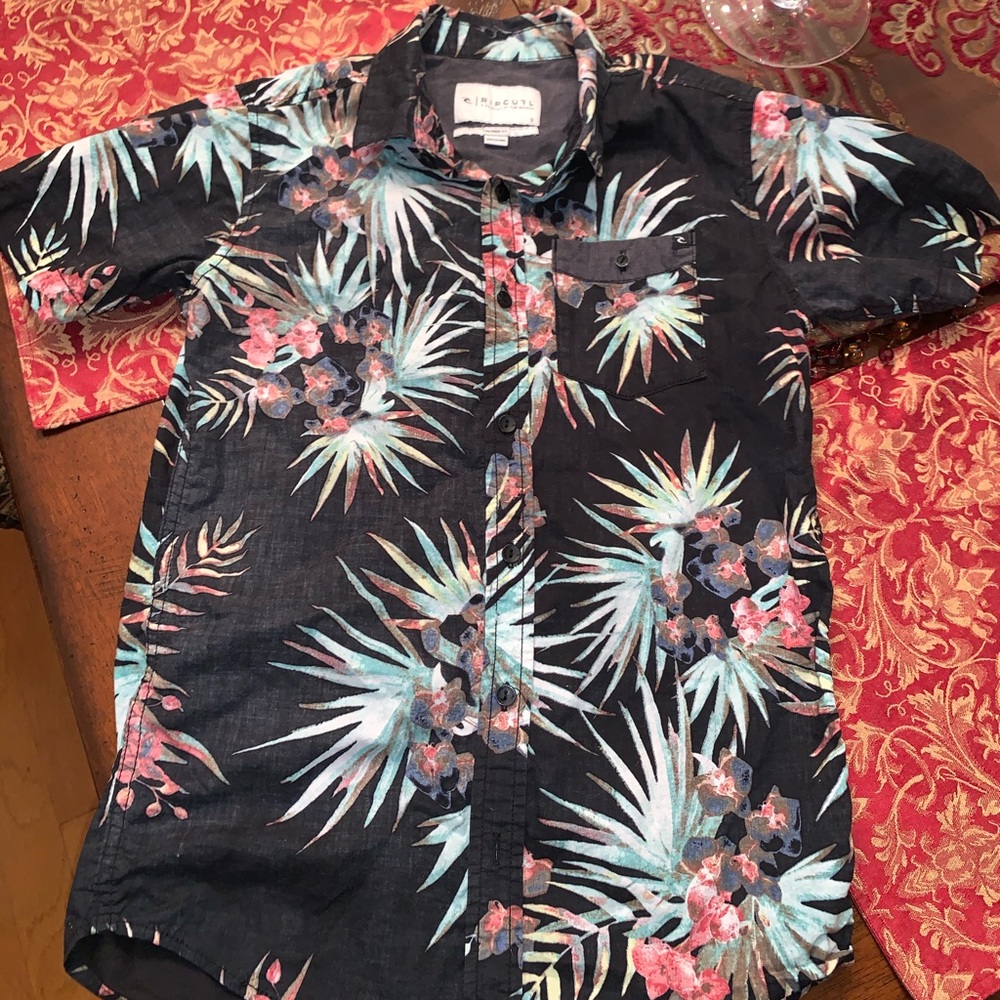 Rip Curl Boy Short Sleeve Tropic Print Button Down